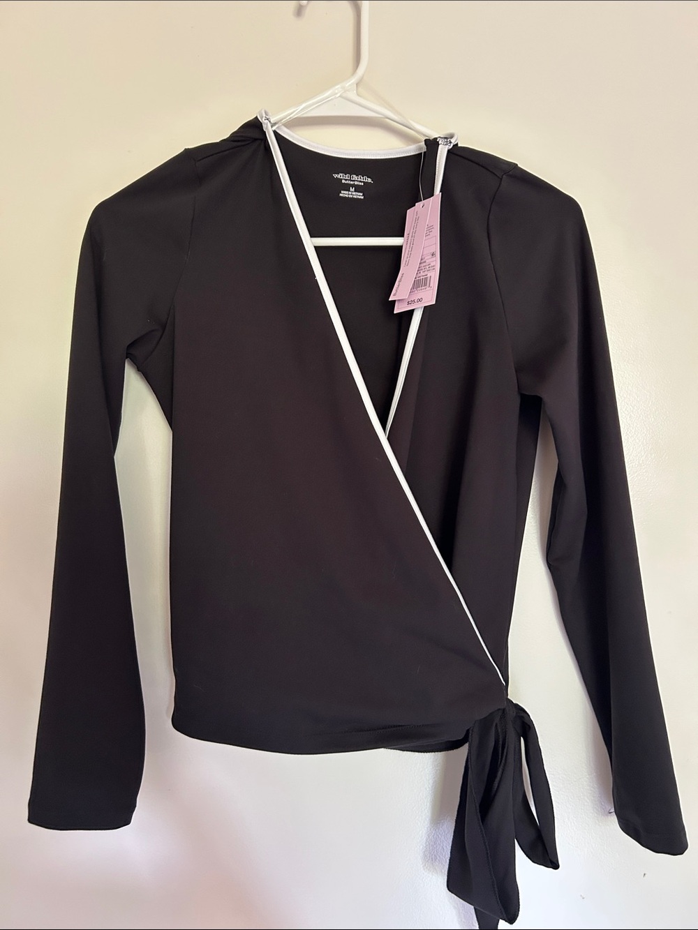wild fable Black Wrap Top with White Trim